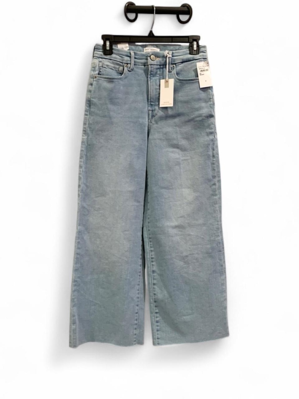 Good American Light Blue Wide Leg Cropped Jeans